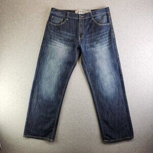 Jeans Mens 38x34 Baggy Wide Leg Skater Y2K Geometric Pockets Combed